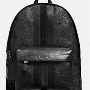 Coach Men's Black Pebbled Leather Backpack